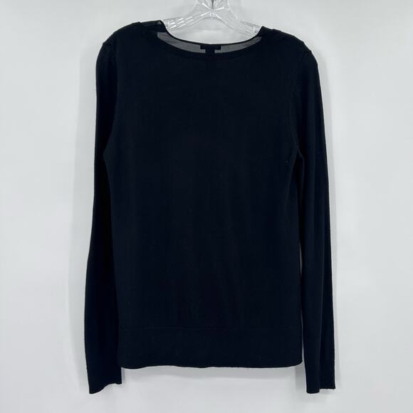 Ann Taylor Black Sweater Top Scoop Neck Layered Hem Cashmere Blend Womens S - Picture 9 of 11